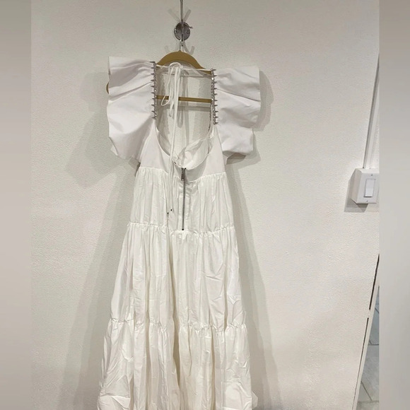 NEW Area Crystal Trim Poplin Dress Size Small - Picture 5 of 5